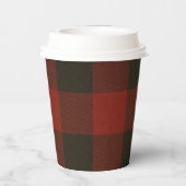 Red Black Buffalo Pset Checkered Squares Holiday Papieren Bekers (Achterkant)