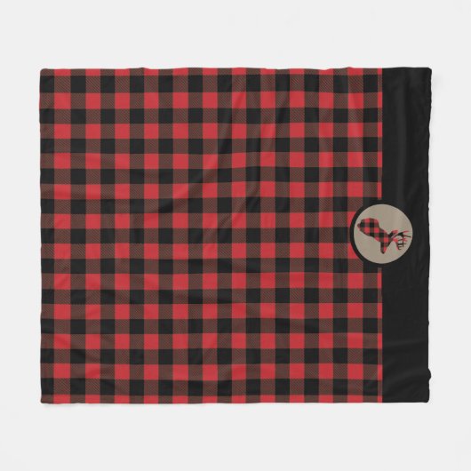 Red Black Buffalo Pset Deer Head Fleece Deken (Voorkant (Horizontaal))