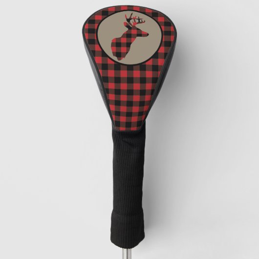 Red Black Buffalo Pset Deer Head Golfheadcover (Voorkant)