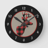 Red Black Buffalo Pset Deer Head Ronde Klok (Voorkant)