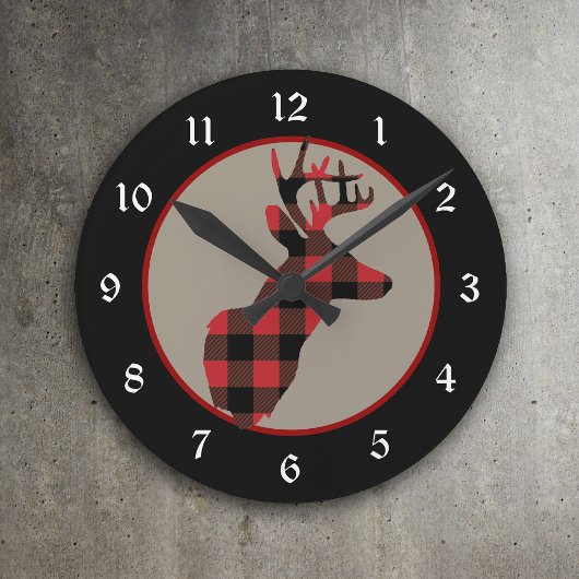 Red Black Buffalo Pset Deer Head Ronde Klok