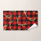 Red & Black Buffalo Pset & Gold Deer Antlers Bad Handdoek (Handdoek)