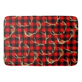Red & Black Buffalo Pset & Gold Deer Antlers Badmat