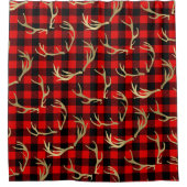 Red & Black Buffalo Pset & Gold Deer Antlers Douchegordijn (Voorkant)