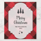Red Black Buffalo Pset-kerst Wijn Etiket (Enkel label)