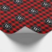 Red Black Buffalo Pset Lumberjack 1I SQ Monogram Cadeaupapier (Hoek)
