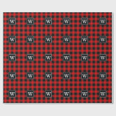 Red Black Buffalo Pset Lumberjack 1I SQ Monogram Cadeaupapier (Vlak)