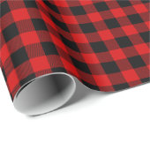 Red Black Buffalo Pset Lumberjack Tartan Cadeaupapier (Rol Hoek)