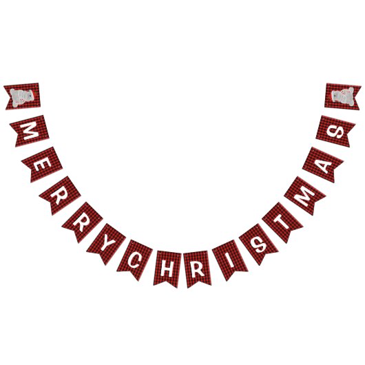 Red Black Buffalo Pset Merry kerst Vlaggetjes (Alle)