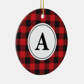 Red Black Buffalo Pset Monogramed Keramisch Ornament (Rechts)