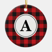 Red Black Buffalo Pset Monogramed Keramisch Ornament (Voorkant)