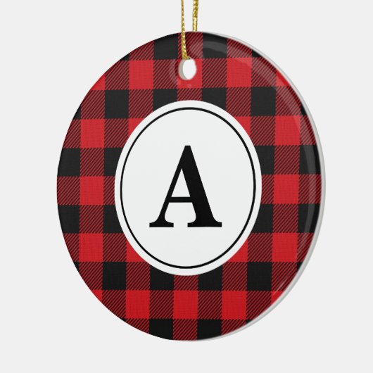 Red Black Buffalo Pset Monogramed Keramisch Ornament (Links)