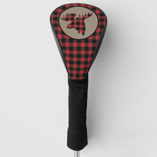 Red Black Buffalo Pset Moose Head Golfheadcover (Voorkant)