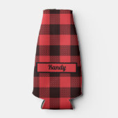 Red Black Buffalo Pset op maat Flesjeskoeler (Voorkant)