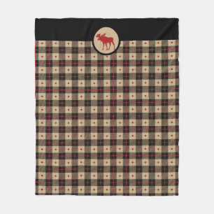 Red Black Buffalo Pset Pattern Moose Fleece Deken