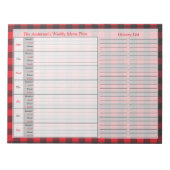 Red Black Buffalo Pset Personalized Menu Plan Notitieblok (Voorkant)