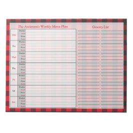 Red Black Buffalo Pset Personalized Menu Plan Notitieblok