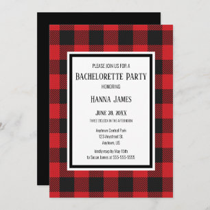 Red Black Buffalo Pset Rustic Bachelorette Party Kaart