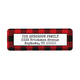 Red Black Buffalo Pset Rustic Mountain met kerst Etiket