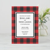 Red Black Buffalo Pset Rustic Rehearsal Dinner Kaart (Staand voorkant)