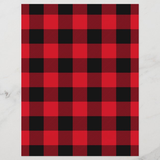 Red Black Buffalo Pset Rustic Scrapbook Paper (Voorkant)