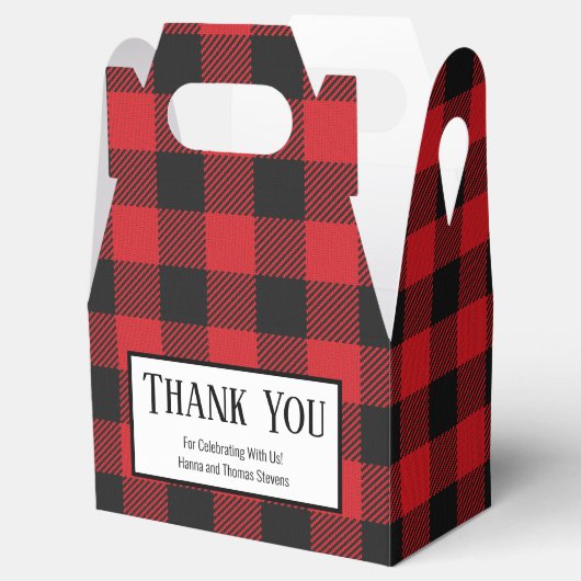 Red Black Buffalo Pset Rustic Wedding Bedankdoosjes (Geopend)