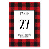 Red Black Buffalo Pset Rustic Wedding Kaart (Achterkant)