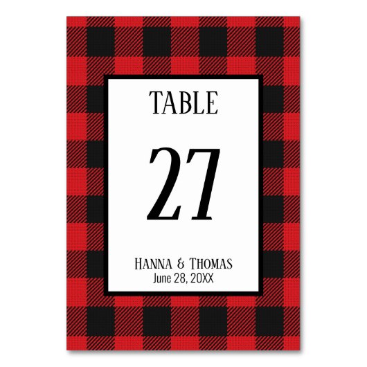 Red Black Buffalo Pset Rustic Wedding Kaart (Voorkant)
