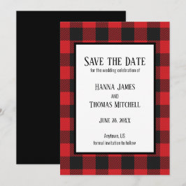 Red Black Buffalo Pset Rustic Wedding Save The Date