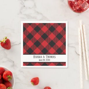Red Black Buffalo Pset Rustic Wedding Servet