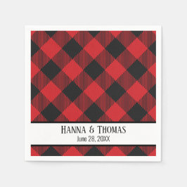 Red Black Buffalo Pset Rustic Wedding Servet