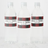 Red Black Buffalo Pset Rustic Wedding Waterfles Etiket (Flessen)