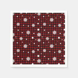 Red Black Buffalo Pset Snowflake Winter Kerstmis Servet