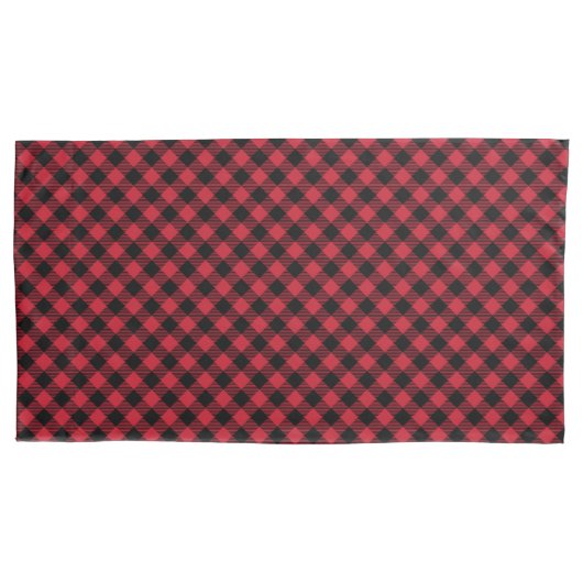 Red Black Buffalo Pset Tartan Festive Rustic Kussensloop (Voorkant-Links)