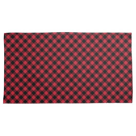 Red Black Buffalo Pset Tartan Festive Rustic Kussensloop (Voorkant-Rechts)