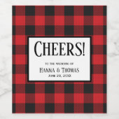 Red Black Buffalo Pset Wedding Favor Wijn Etiket (Enkel label)