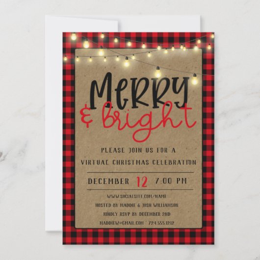 Red Black Buffalo speelde virtueel kerstfeest Kaart (Voorkant)