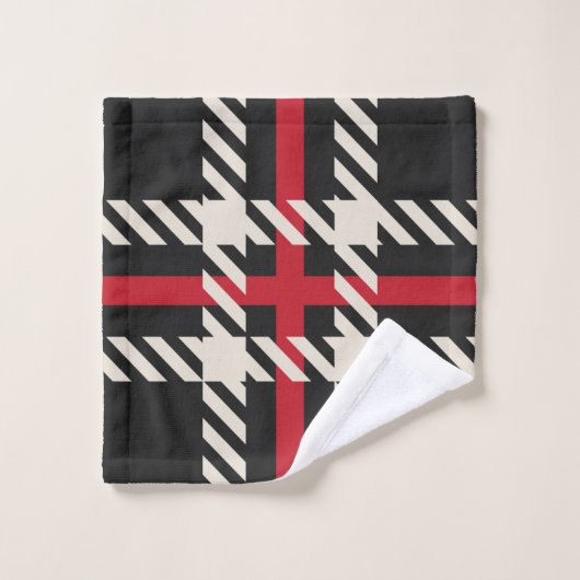 Red Black Buffalo Square Pattern Bad Handdoek (Wasdoekje)