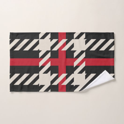 Red Black Buffalo Square Pattern Bad Handdoek (Handdoek)