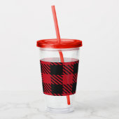 Red Black Buffalo Square Pset Pattern 1 Acryl Drinkbeker (Links)