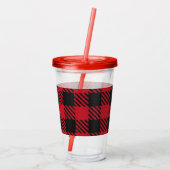 Red Black Buffalo Square Pset Pattern 1 Acryl Drinkbeker (Achterkant)