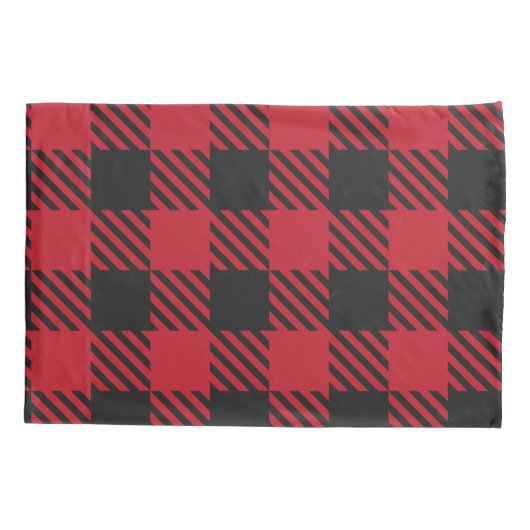 Red Black Buffalo Square Pset Pattern 1 Kussensloop (Achterkant)