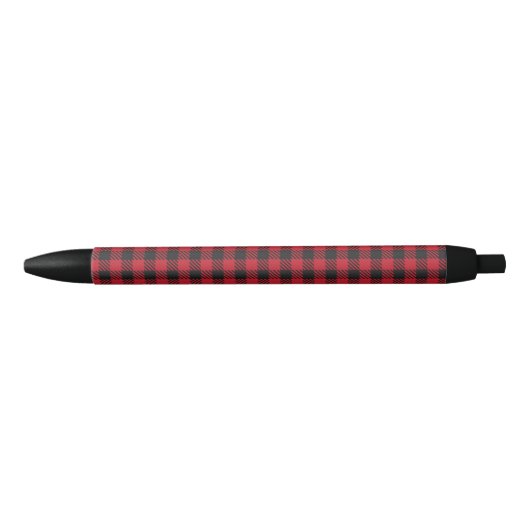 Red Black Buffalo Square Pset Pattern 1 Zwarte Inkt Pen (Voorkant)