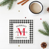 Red Black Buffalo's met kerstmonogram Servet