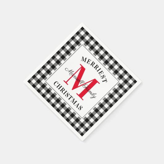 Red Black Buffalo's met kerstmonogram Servet (Hoek)