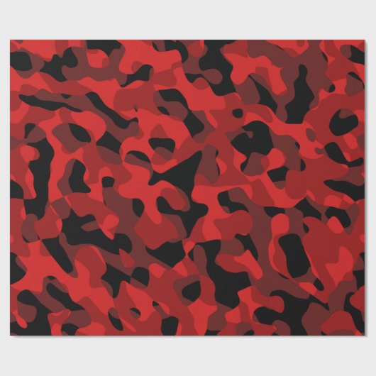 Red Black Camouflage Print Patroon Cadeaupapier (Vlak)