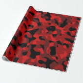 Red Black Camouflage Print Patroon Cadeaupapier (Uitgerold)