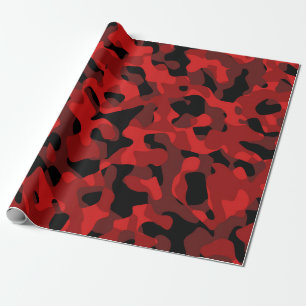 Red Black Camouflage Print Patroon Cadeaupapier