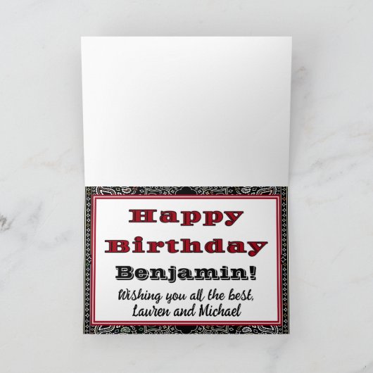 Red Black  Camper Trailer Happy Birthday Kaart (Binnen)