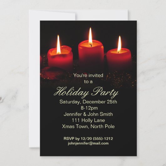 Red Black Candle kerstfeestdag Kaart (Voorkant)